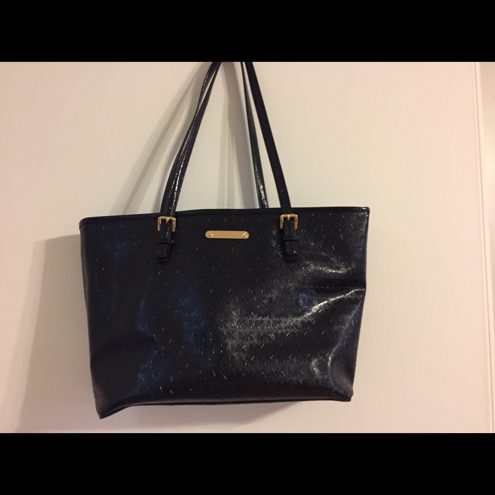 Black patent leather Michael Kors tote